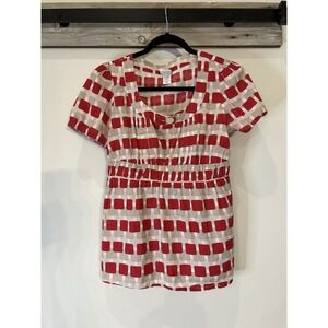 Piper And Blue Top Short Sleeved Red Checked Size M